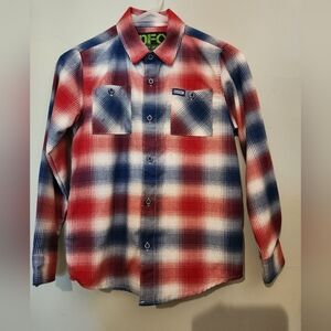DIXXON Kids Plaid Button Down Shirt - Red, White, Blue